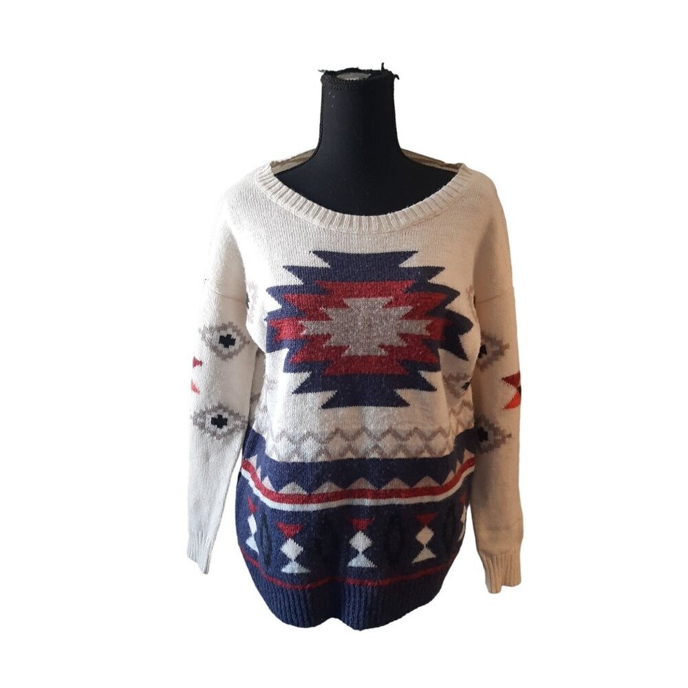 American Eagle Outfitter Aztec Long Sleeve Sweater Size M Western Boho Causal